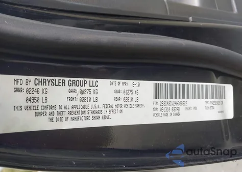 2010 Dodge Charger Sxt из США, поврежденный, VIN 2B3CA3CV2AH308322